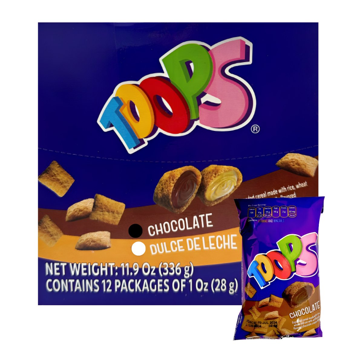 Toops Chocolate - 12 Bolsitas de 336g - Sabores Market